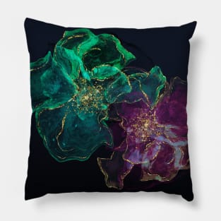 Alcohol Ink Floral with Gold Veins Pillow