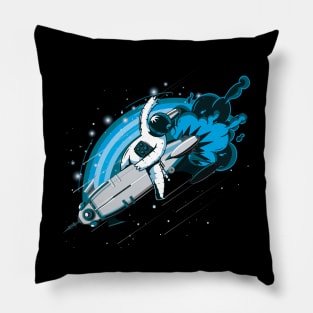 Funny Astronaut Flying Rocket Pillow