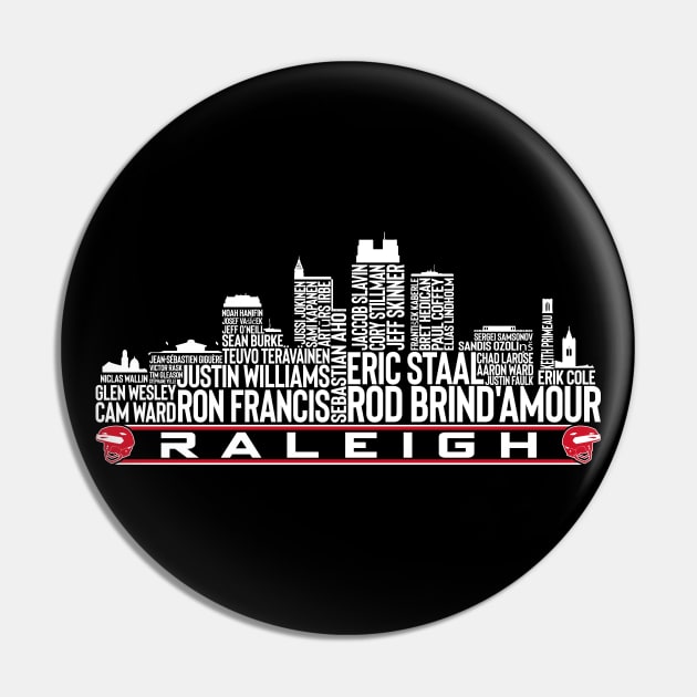 Carolina Hockey Team All Time Legends, Raleigh City Skyline Pin by Legend Skyline