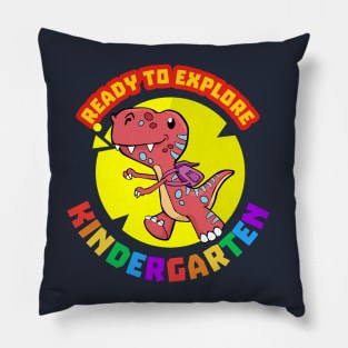 Ready to explore Kindergarten | Cartoon Dinosaur Pillow