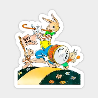 funny musician rabbit vintage retro Magnet