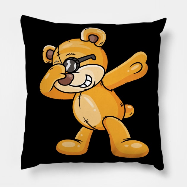 Funny Dabbing Bear Dab-Dance Cartoon Animals Pillow by Foxxy Merch