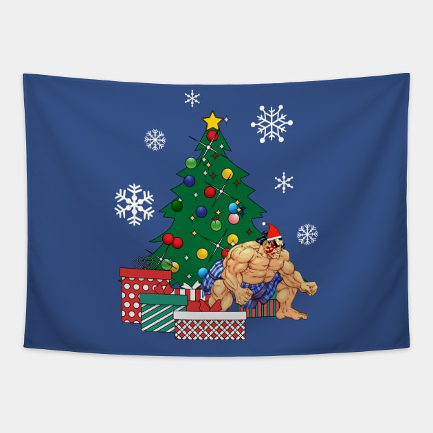 E Honda Around The Christmas Tree Street Fighter Tapestry by Nova5