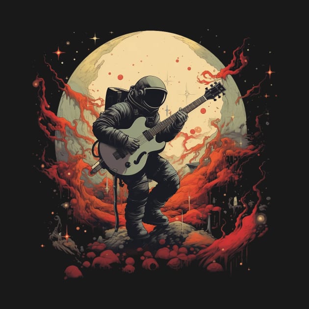 Astronaut Guitarist Cosmic Space Art by MetaBrush