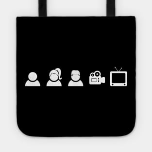 Person Woman Man Camera Tv Icon White Tote