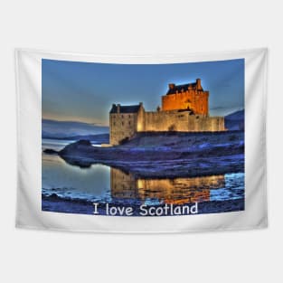 I love Scotland and Eilean Donan Castle in the Highlands of Scotland Tapestry