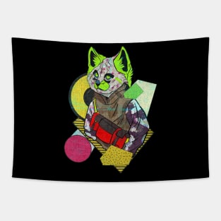 cool cat with shoulder bag Tapestry