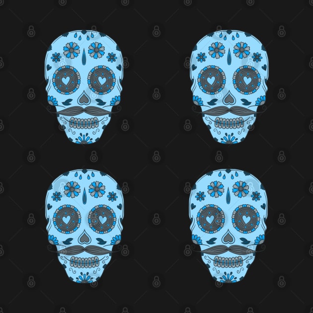 Blue and Grey Day of the Dead Candy Skulls by Scriptnbones