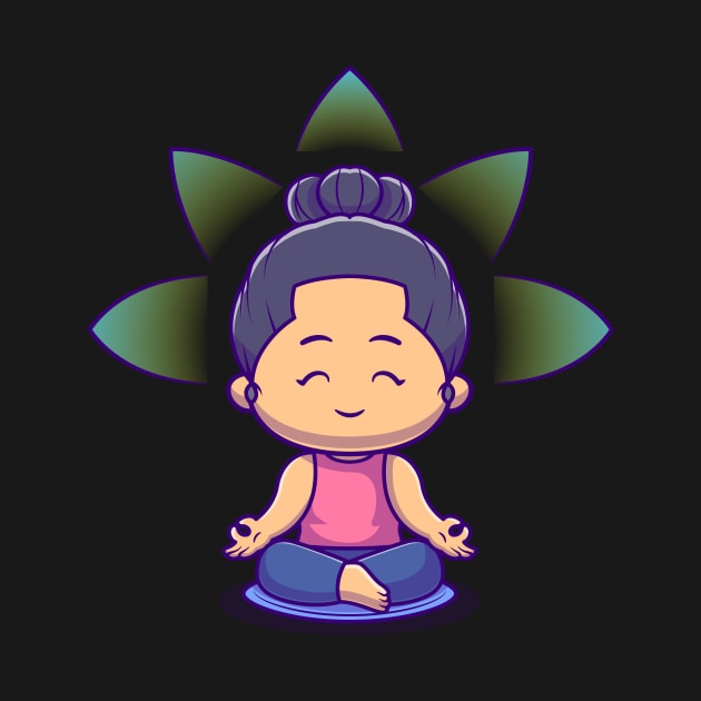 Cute Woman Meditation Yoga Cartoon by Catalyst Labs