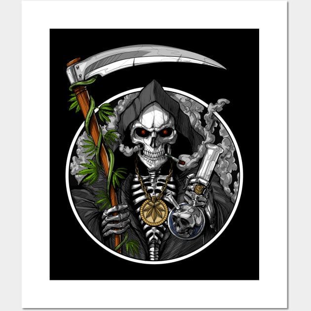 Premium Vector  Grim reaper death stoner skull halloween hand