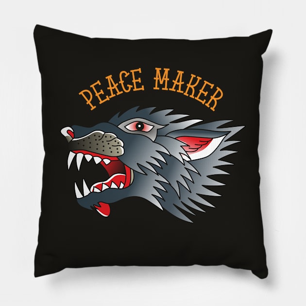 PEACE MAKER Pillow by DirtyWolf