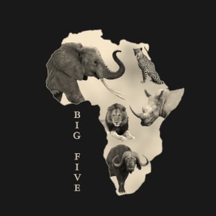 Africa and BIG FIVE - Elephant, Lion, Leopard, Rhino, Buffalo T-Shirt