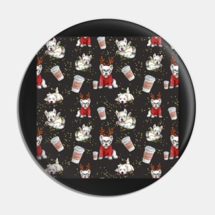 Christmas Westies black pattern Pin