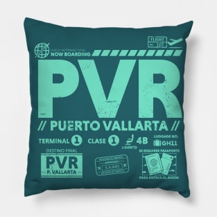 Vintage Puerto Vallarta PVR Airport Code Travel Day Retro Travel Tag Mexico Pillow