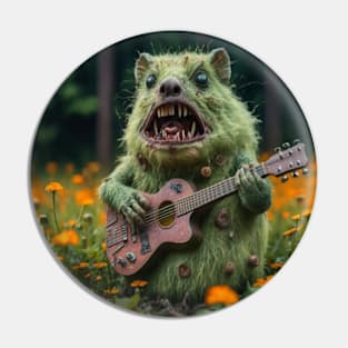 angry zombie groundhog playing guitar Pin