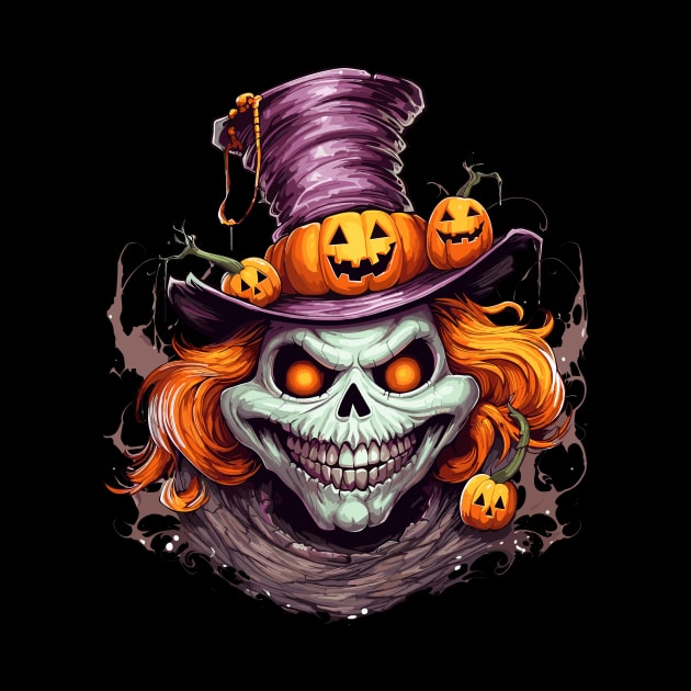 Scary Grinning Halloween Clown by Tees 4 Thee