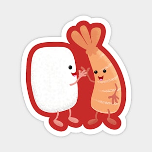 Cute sushi rice prawn friends cartoon Magnet