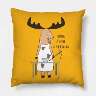 Making A Moose In The Kitchen Pillow