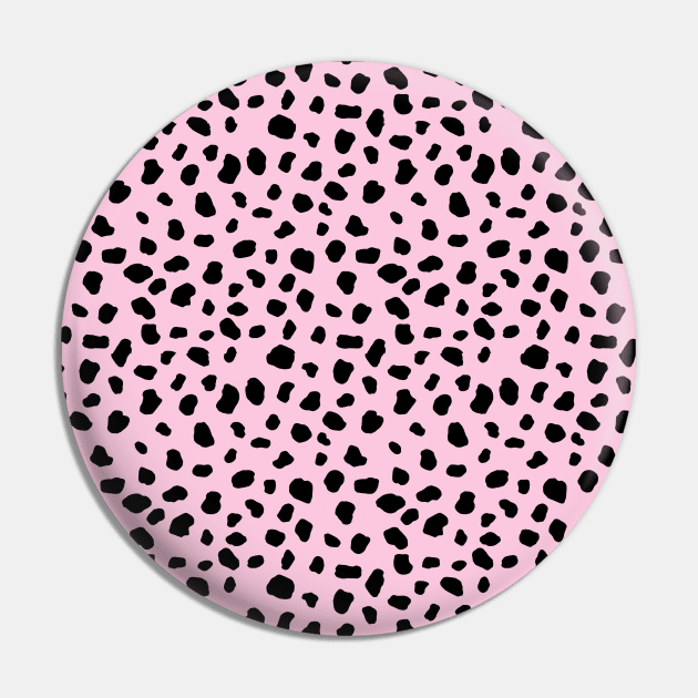 Dalmatian Animal Print Spots Black Light Pink Polka Dots Pin by squeakyricardo