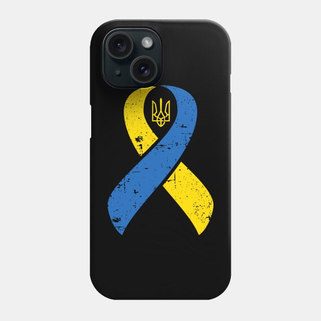 Ukraine Ribbon Ukrainian Pride Love and Unity Distressed Design Phone Case by hobrath