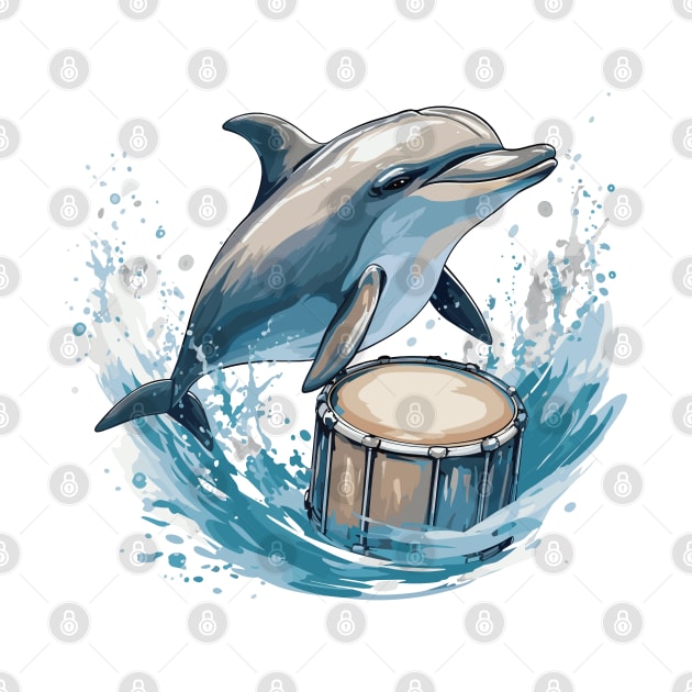 Dolphin playing drums by Graceful Designs