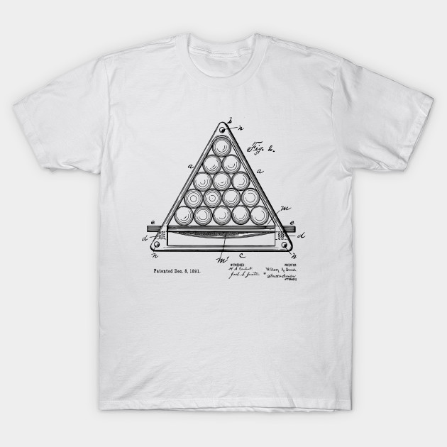 8 Ball Pool Rack Original Patent Print 1891 8 Ball T Shirt