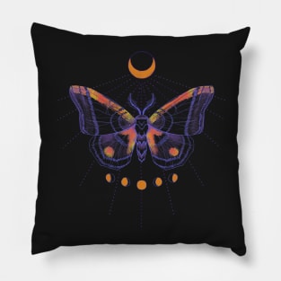 Luna moth butterfly with moon phases Pillow