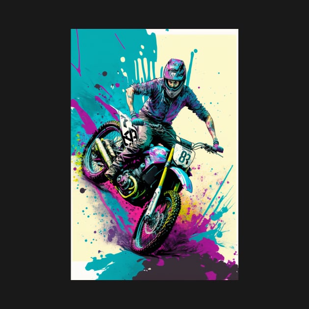 dirt bike rider w/ paint splash style by KoolArtDistrict