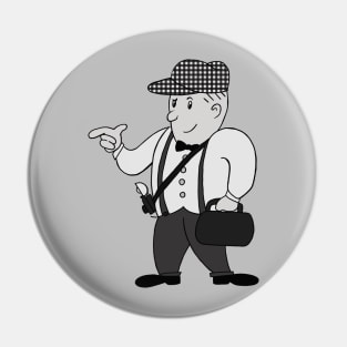 50s Inspired Mascot (Black&White) Pin