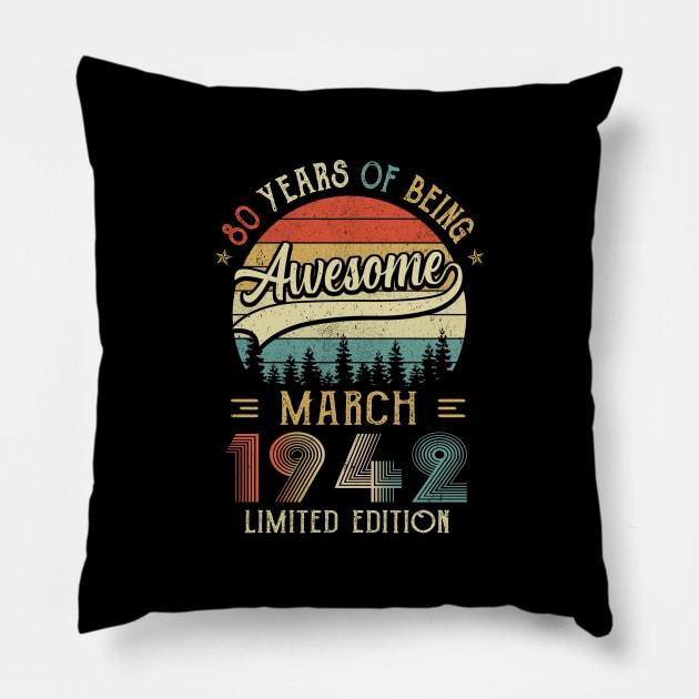 Born March 1942 80th Birthday Made In 1942 80 Year Old Pillow by JoanaArtStore