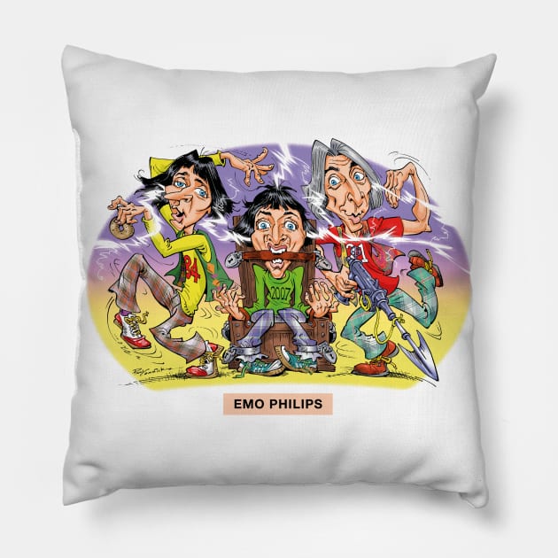 Emo Phillips Pillow by PLAYDIGITAL2020