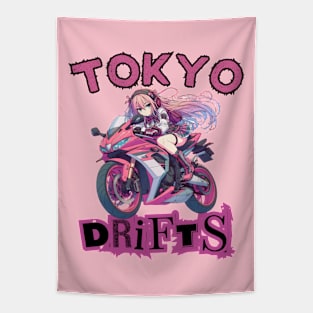 Tokyo Anime girl drifting Tapestry