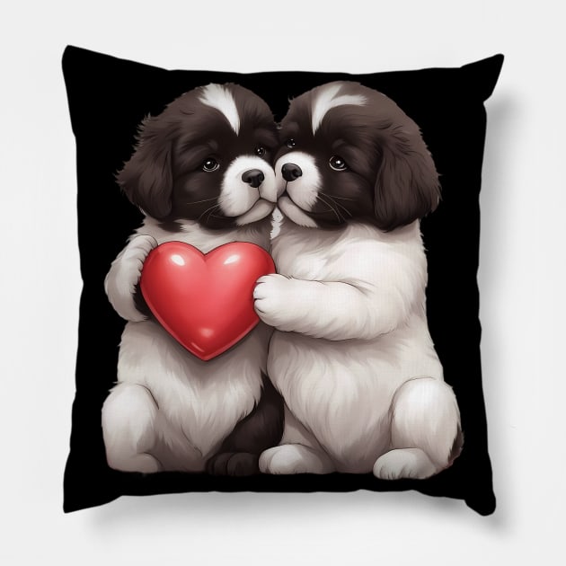 newfoundland dog lover Pillow by animegirlnft