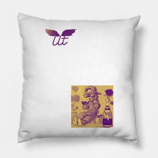 LitQ - Cute cat drinks wine on Valentine's Day anime art vibe Pillow