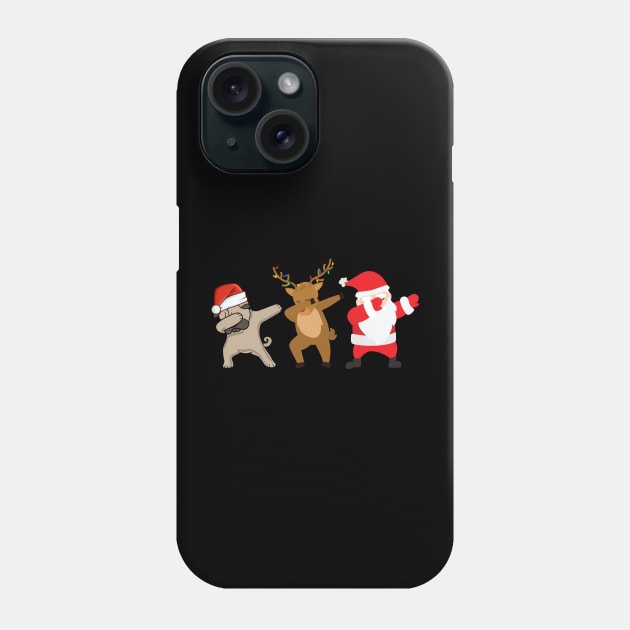santa pug reindeer dabbing for christmas Phone Case by Mced