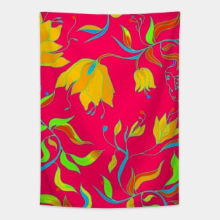 Pink Floral colorful artwork Tapestry