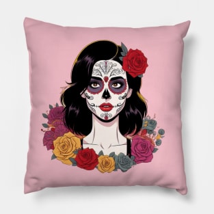 Aubrey Plaza Dia de los Muertos Pillow