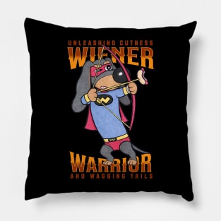 Cute Funny Super Doxie Dachshund Wiener Warrior Pillow