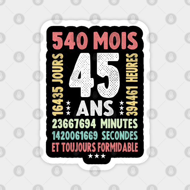 Cadeau 45 Ans Homme Cadeau 45 Ans Femme 45th Celebration 45 Ans Meilleure Amie Cadeau 45 Ans Anniversaire Cadeau 45 Ans Magnet Teepublic