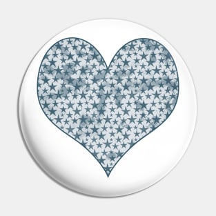 Grunge blue stars in heart Pin