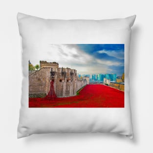 Tower of London Red Poppies Pillow