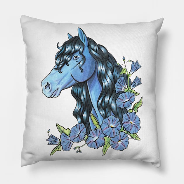 Sapphire Horse with Morning Glory Pillow by lizstaley