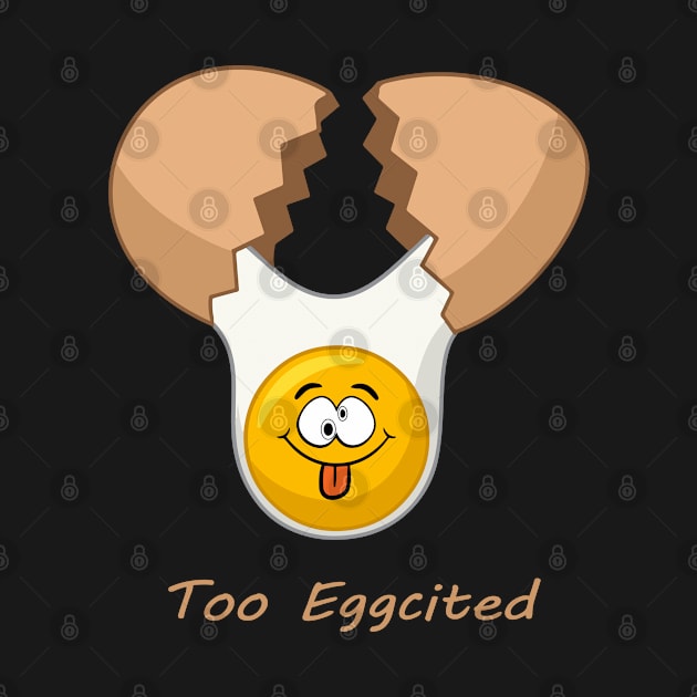 Too Eggcited as Excited, Cracked egg, cute egg, emoji art by Julorzo