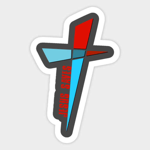 Colorful Cross - Jesus Saves - Jesus Saves - Sticker