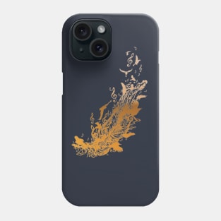 Golden feather with birds and music notes Phone Case