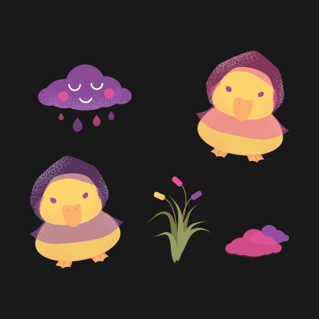 Duck Set | Raincoat Duck | Duck In The Rain | Rain Duck by GeeDeeDesigns