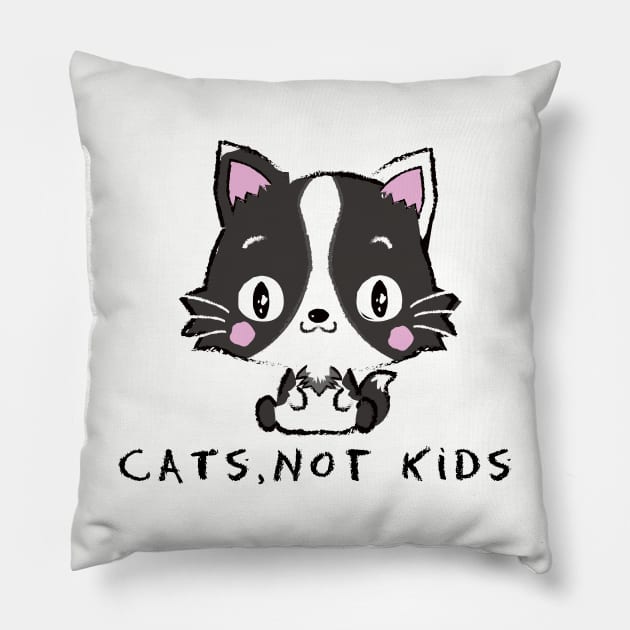 CATS,NOT KIDS (CHILDFREE) Pillow by remerasnerds