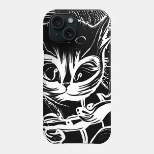 Funny Alien Cat - Whimsical White Hand Drawing Phone Case