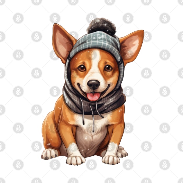 Winter Basenji Dog by Chromatic Fusion Studio