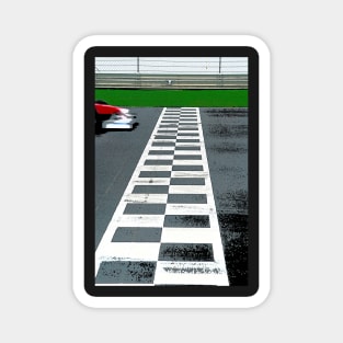 Racing car crosses the finish line Magnet